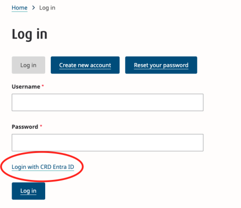 An image showing the login process for CRD users