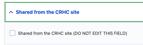 Shared from CRHC site checkbox (unchecked).