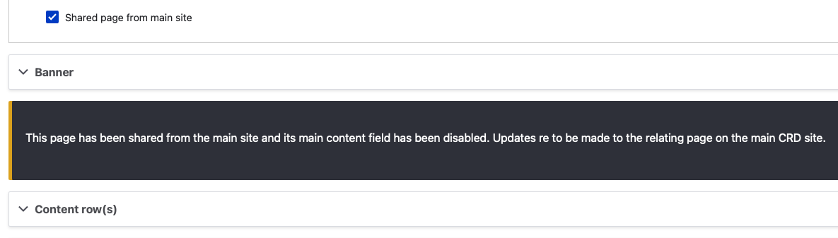 Text markup that says a page has been shared from the main site
