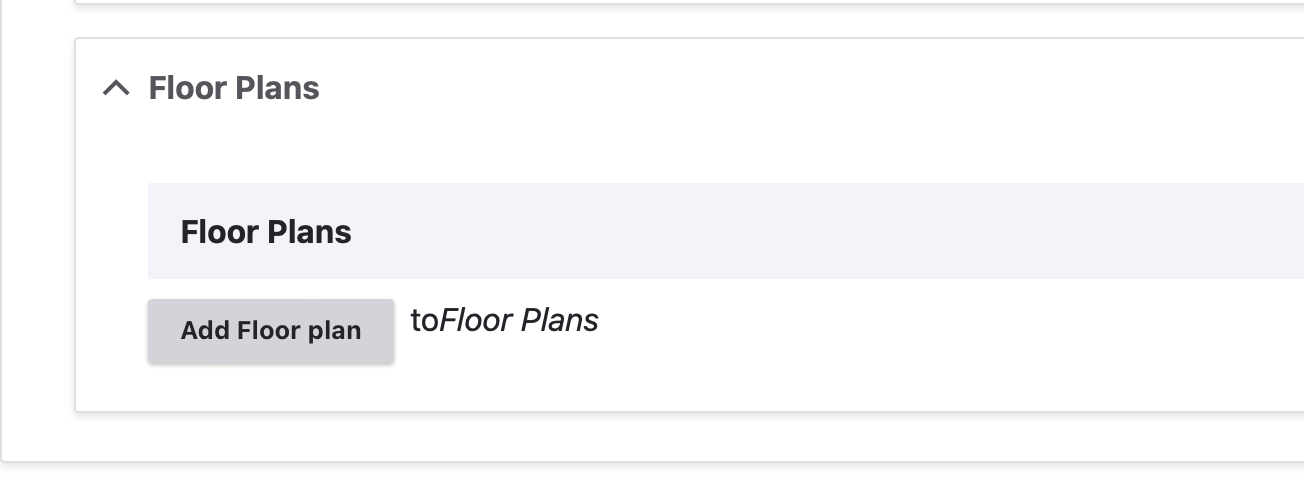 Set of fields that read "Floor Plan" and a clickable button to add a floor plan