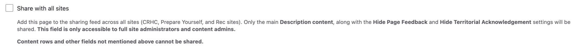 Checkbox to share with all sites (unchecked).