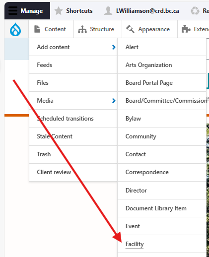 Screenshot of "Add Content" menu.