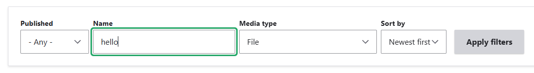 Screenshot of media library search bar.